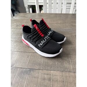 NWOT Nautica Black Red Slip On Sneakers Boys Size 4